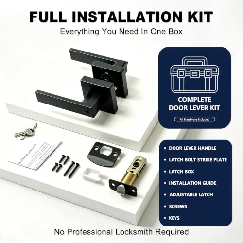 Black Door Handle Heavy Duty Interior Door Lever with Lock