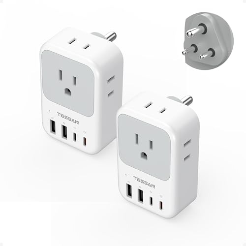 2 Pack 8 in 1 Travel Plug Adapter Type C