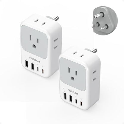 2 Pack 8 in 1 Travel Plug Adapter Type C