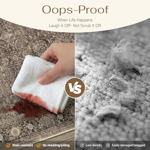 Brown Washable 2x10 Runner Rugs for Hallway Entryway (Retro | Brown / 2' x 10' (Runner))