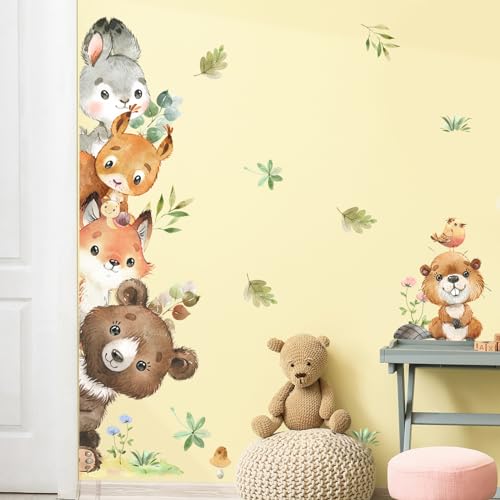 Jungle Animals Wall Stickers Cartoon Woodland Animal Wall Decals