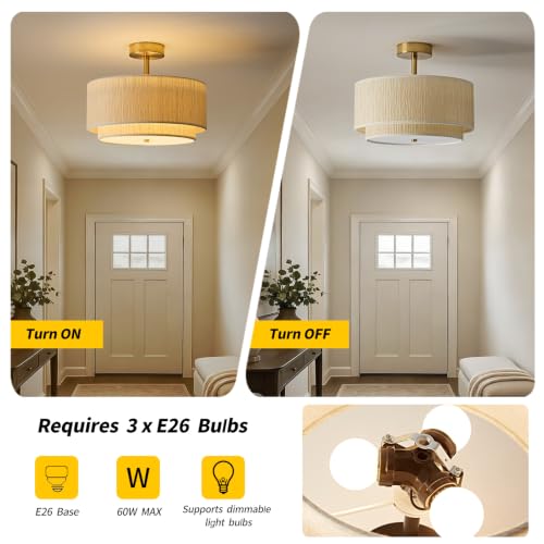 Double Drum Semi Flush Mount Ceiling Light