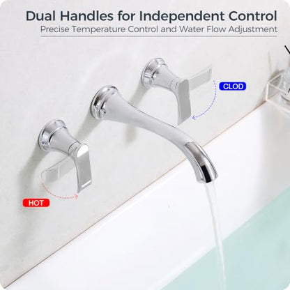 Chrome Wall Mount Tub Faucet (Chrome - Classic)