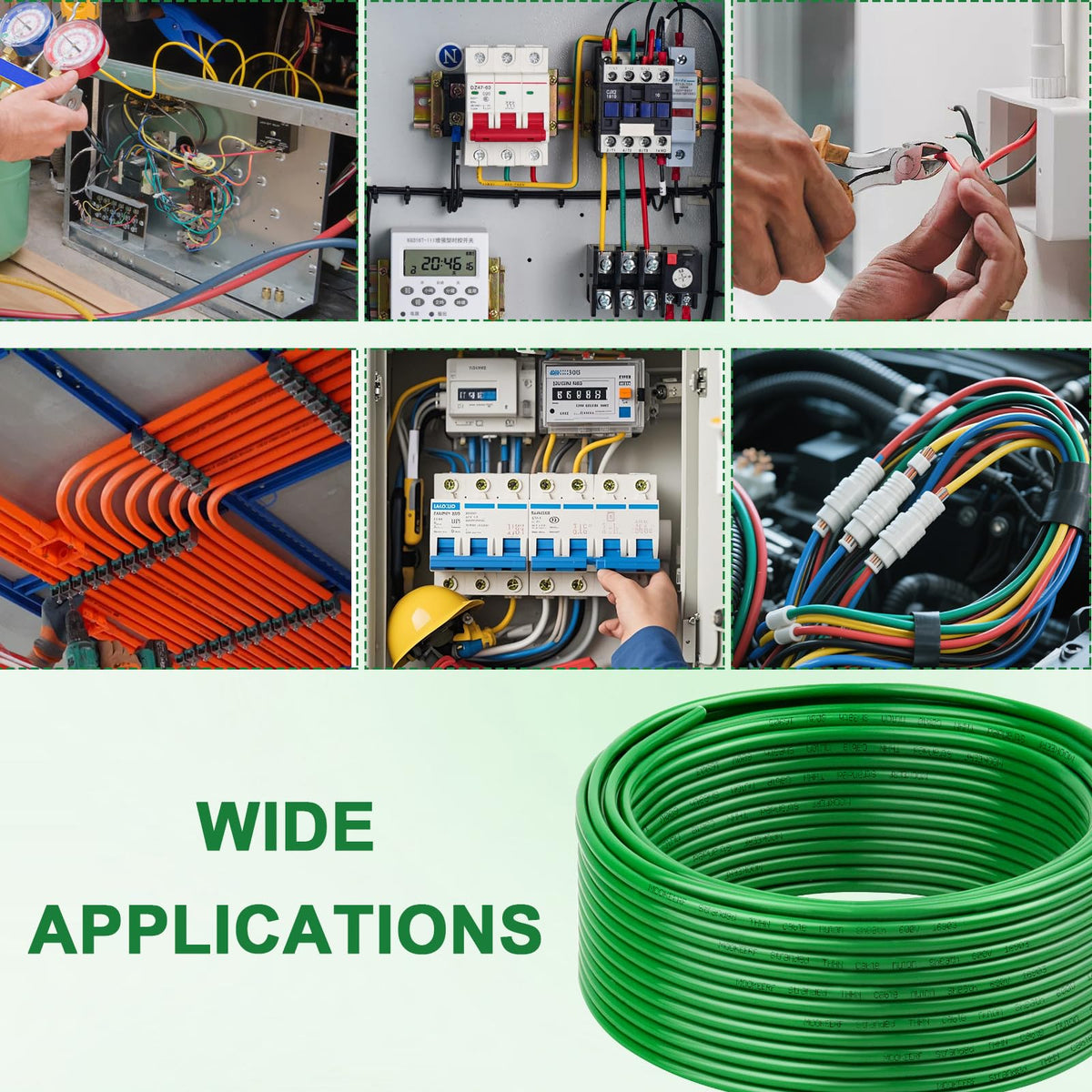 THHN Wire 14 Gauge 10FT (Green / 14 Gauge 10FT)