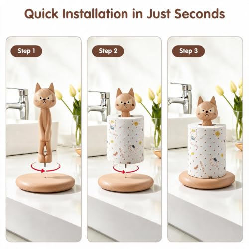 Wooden Toilet Paper Holder Funny Rustic Countertop Bath Tissue Roll Holder