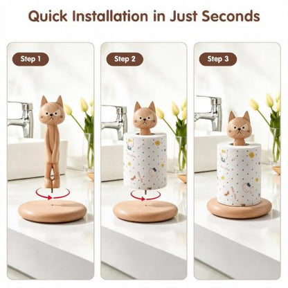 Wooden Toilet Paper Holder Funny Rustic Countertop Bath Tissue Roll Holder