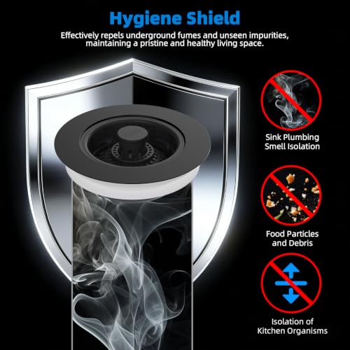 2 Pack 3 in 1 Kitchen Sink Drain Strainer (Black)