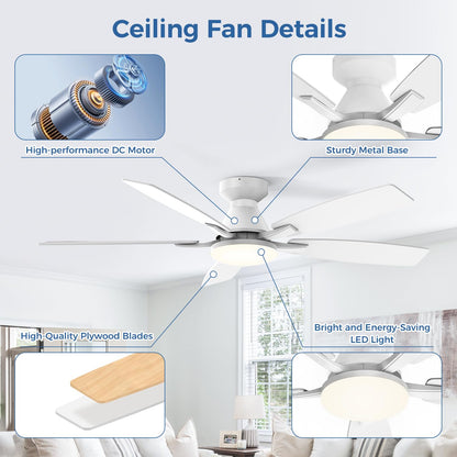 42 Inch Ceiling Fans with Lights (White&Wood Grain / 42 Inch)