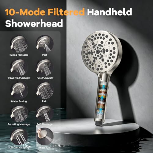 13'' 5 Spray Showerhead (Square 13" with 2 filters / Brushed Nickel)