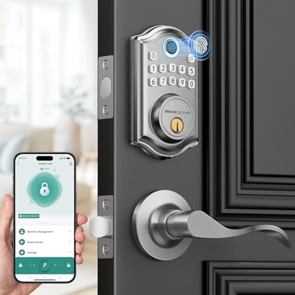 DS10 Pro Fingerprint Keyless Entry Door Lock with Lever Handle Set