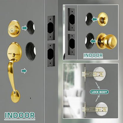 Front Door Lock Handle and Deadbolt Set
