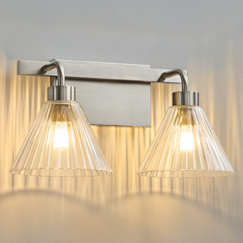 Modern Bathroom Light Fixture Over Mirror with Clear Glass Shade Vanity Light Fixture for Bath Bedroom Makeup Area