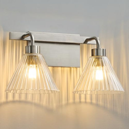 Modern Bathroom Light Fixture Over Mirror with Clear Glass Shade Vanity Light Fixture for Bath Bedroom Makeup Area