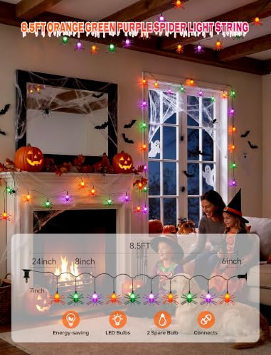 8.5Ft Halloween Outdoor Spider String Light (Spider)