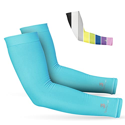 Cooling Arm Sleeves for Men & Women (1 Pair: Turquoise Blue / One Size)