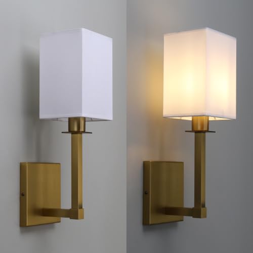 Antique Set of 2 Fabric Shade Wall Sconces