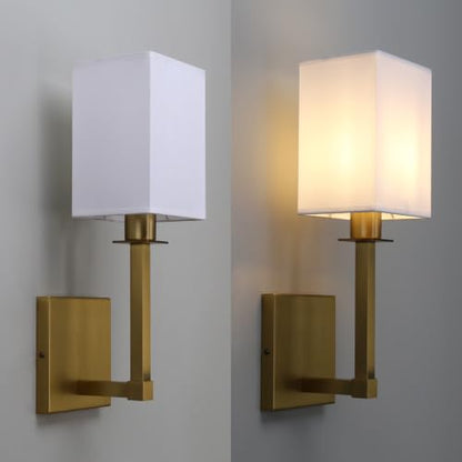 Antique Set of 2 Fabric Shade Wall Sconces