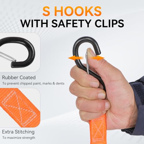 Ratchet Straps Tie Downs Heavy Duty 1500 LBS Break Strength
