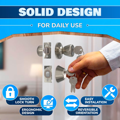 Mobile Home Door Knobs with Deadbolt (Silver)