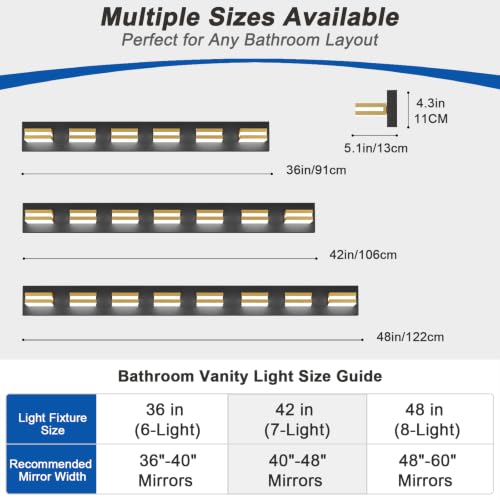 Bathroom Lights Fixtures Over Mirror (Black-Gold / 8-Light)