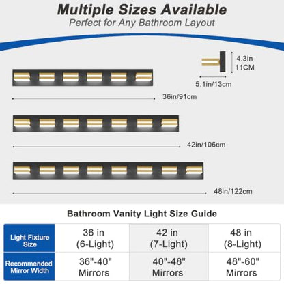 Bathroom Lights Fixtures Over Mirror (Black-Gold / 8-Light)