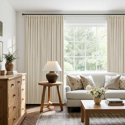 Cream Beige Extra Wide 70 Inch Width 100% Blackout Curtains 84 Inches Long (Cream Beige / 70"W x 84"L (Pack of 1))