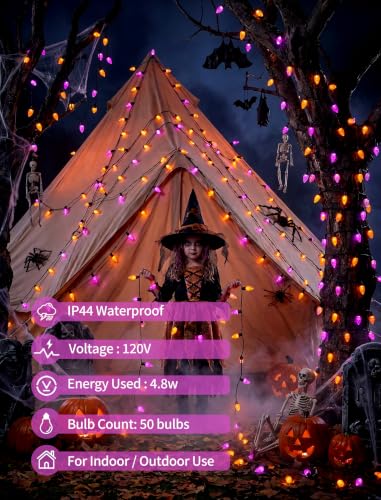 26Ft Halloween String Lights Outdoor (Orange/Purple)