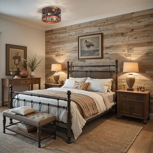 Rustic Farmhouse Flush Mount Ceiling Light