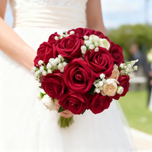 50Pcs Red Roses Artificial Flowers with Stems for Home Decor (Red / 50Pcs)