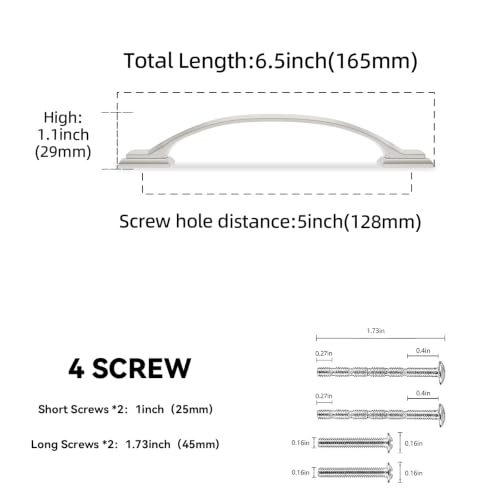 2 Pack 5 Inch (Brushed Satin Nickel / 5'' Hole Center(128mm))