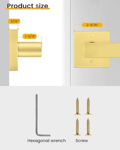 Gold Door Handle Interior Square Door Handle MS8012 NEW