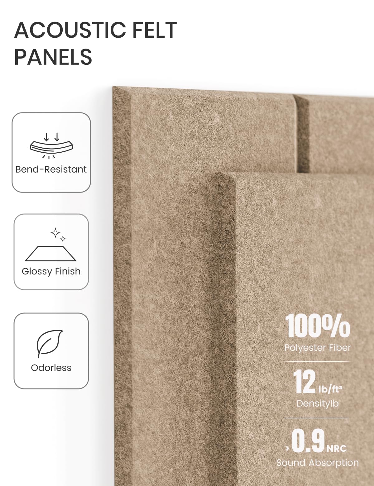 Felt Bulletin Board & Cork Board Alternative 48'' x 36'' (Khaki-1 / Bold-stripe 12-pack)