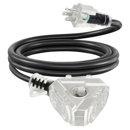 3FT 14 3 Outdoor Extension Cord with 6 Outlets 14 Gauge Light Heavy Duty Multiple Outlets 3 Prong Grounded Power Cord 14AWG 15A 125V 1875W Waterproof ETL Listed for Garden Garage Workshop