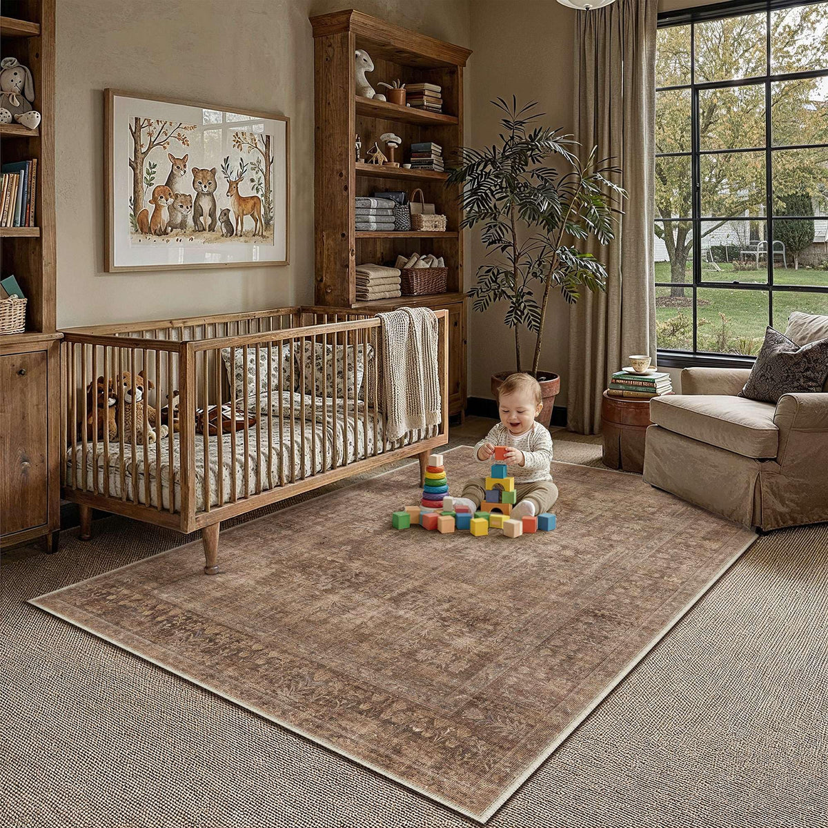 Classic Brown 3x5 Neutral Area Rugs for Living Room (Classic Brown / 3' x 5' (Rectangular))