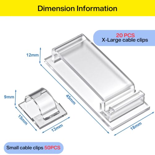 70 Pcs] Adhesive Cable Clips