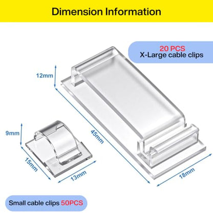 70 Pcs] Adhesive Cable Clips