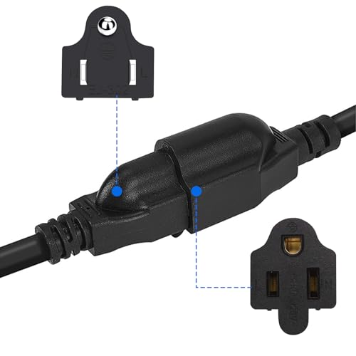 1625W Power Cord Splitter 3 Prong Outlet Extender Cable for Outdoor Indoor