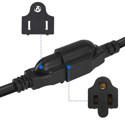 1625W Power Cord Splitter 3 Prong Outlet Extender Cable for Outdoor Indoor