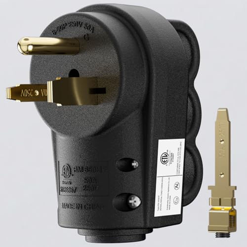 2-in-1 NEMA 6-30P & 6-50P Male Plug Heavy Duty 220 Plug 3 Prong, 30/50 Amp Power Plug for Welder/Generator, Industrial Grade, Grounding, 50 amp 3 Prong Plug, ETL Listed