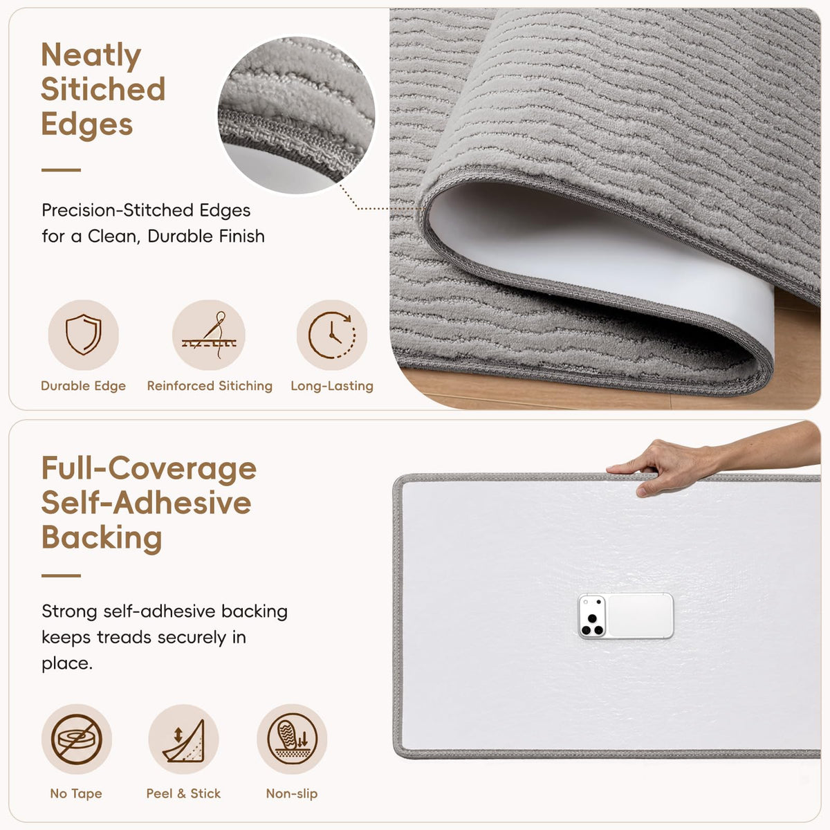 Stair Landing Mat (Light Grey / 2' x 3' (Rectangular))