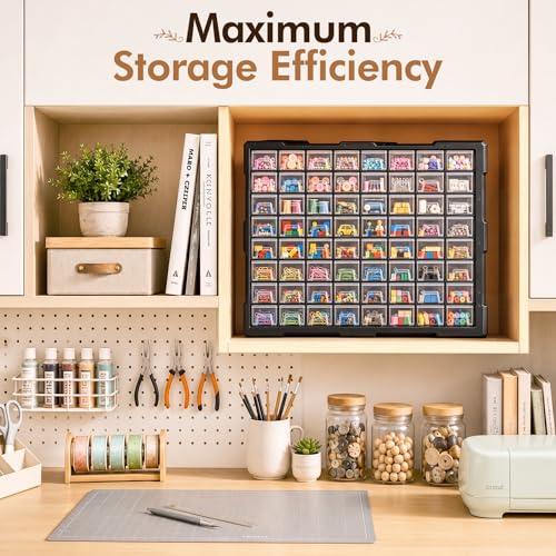 64 Drawer Organizer Craft Organizers and Storage with Dividers Labels (64 Drawer)