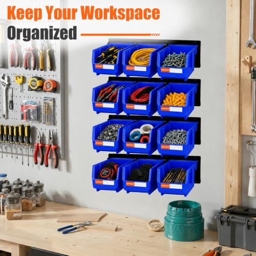 Wall Mounted Storage Organizer Set with Heavy Duty Metal Rails