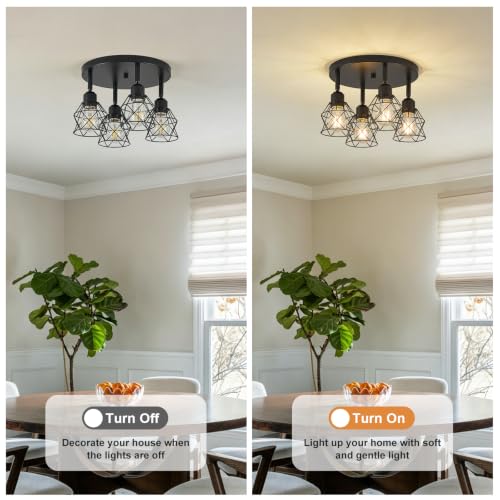 4 Light Black Farmhouse Kitchen Semi Flush Mount Ceiling Light (Black / 4-light)