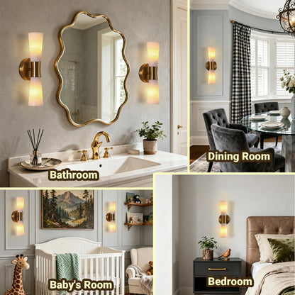 15in Alabaster Wall Sconces (Gold-15in-1 Pack)