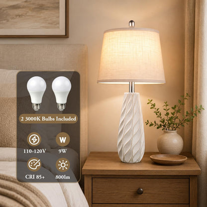 27" Ceramic Table Lamps Set of 2 Coastal Lamps (27" 2 Pcs - White)