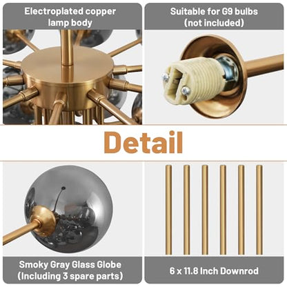 23 Lights Sputnik Chandelier for Dining Room Entryway
