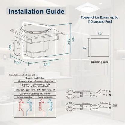 Bathroom Exhaust Fan with Light with 3000K