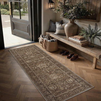 Hallway Runner Rugs 2x5 Brown Vintage Rug (Retro | Brown / 2' x 5' (Runner))