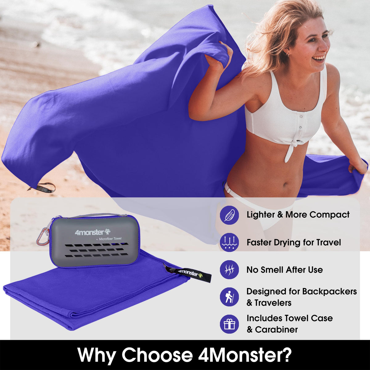 Quick Dry Microfiber Towel (Purple / 47.00" x 23.60")