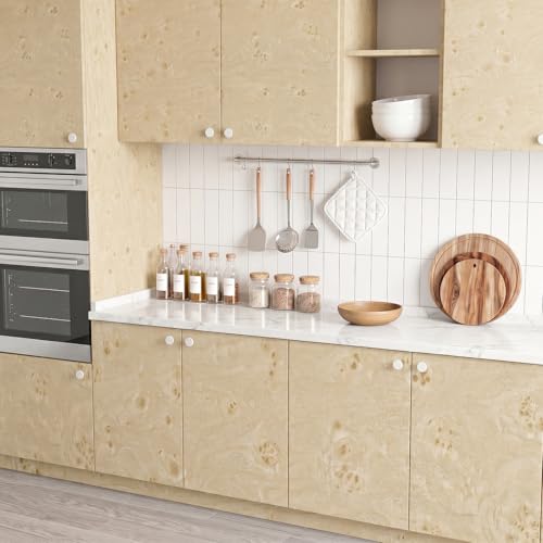 Burl Wood Contact Paper Peel and Stick Wood Grain Contact Paper for Countertops Waterproof Self Adhesive Furniture Vinyl Wrap for Cabinets